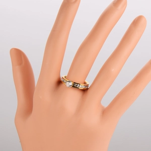 Classic gold six-prong set solitaire ring with pavé diamond band for women