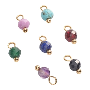 4mm faceted gemstone pendant set with gold loops in various vibrant colors for DIY jewelry