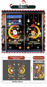 Christmas static window stickers set with dimensions layout showing Santa and reindeer