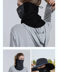 Close-up of breathable mesh fabric and adjustable drawstring on summer sun protection masks