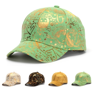 Casquette De Baseball Femme Polyester Imprimé Feuille D'or Cœur Amour Graffiti Protection Solaire Réglable Mode Chapeau