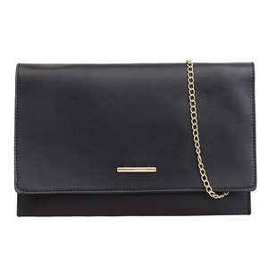 Luminous geometric lattice envelope clutch bag with gold chain strap in black finish