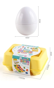 Detailed size specification for the 6-piece egg shape puzzle toy set with dimensions