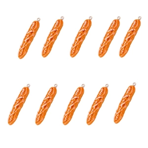 Set of 10 realistic resin baguette charms for DIY jewelry and shoe decoration