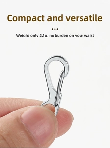 Mini silver metal spring carabiner key ring detail showing 2.1g lightweight feature