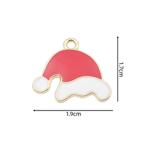 Detail view of 1.7x1.9cm Christmas hat charm made of red and white enamel on alloy