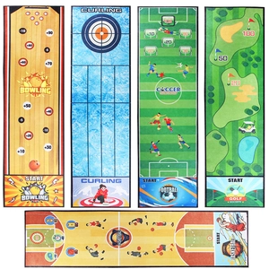 5-in-1 indoor sports mat set with bowling, curling, and soccer for kids' home play