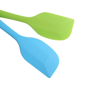 Large heat-resistant silicone spatulas for baking in vibrant green and blue colors