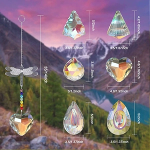 Chakra dragonfly suncatcher with heart crystal and size chart in 14 inch length