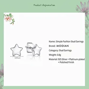 Minimalistische Stern-Ohrstecker aus S925 Sterlingsilber mit Weißgold-Veredelung