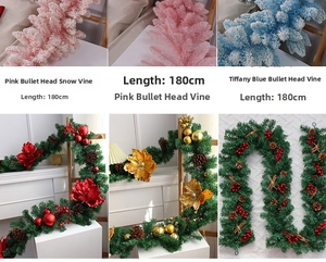 Dettagli di ghirlande natalizie artificiali da 180 cm con neve, pigne e bacche decorative