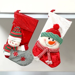 Christmas stocking set with 3D snowman dolls for holiday tree decoration and candy bags