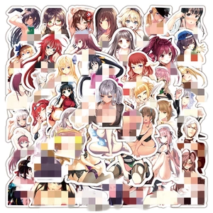 Pack of 50 waterproof anime girl doodle stickers for laptop, skateboard and water bottles