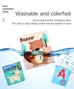 Washable baby alphabet soft cards showing waterproof heat transfer printing detail