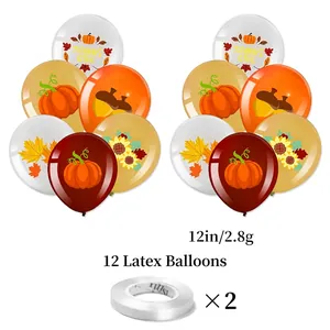 Set de ballons de Thanksgiving avec motifs de citrouille et feuilles d'érable pour fête