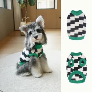 Chaleco De Suéter De Punto Para Mascotas Patrón De Tablero De Ajedrez Ropa Cálida Y Suave Para Perros Gatos Cachorros