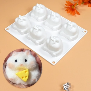 6-cavity 3D hamster shaped silicone mold for mousse cakes and DIY plaster crafts