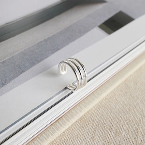 Minimalist S925 sterling silver triple layer ear cuff with high-polished finish