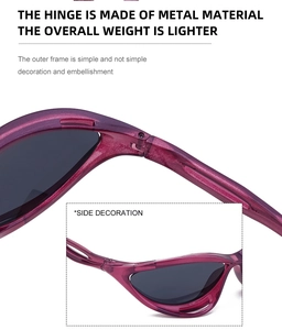 Close-up of durable metal hinges and lightweight frame design on Y2K sports sunglasses