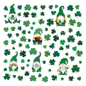 St. Patrick's Day gnome and shamrock PVC wall stickers set for home party decoration
