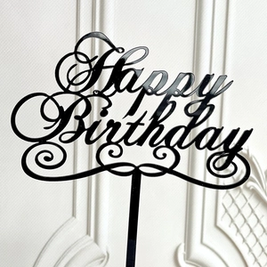 Minimalist Happy Birthday acrylic cake topper for elegant dessert party decoration