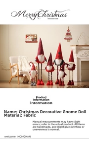 Detail of plush Christmas gnome dolls with long legs in a cozy festive home setting