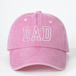 Casquette de baseball en coton délavé rose avec broderie DAD et sangle