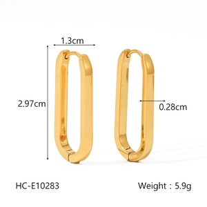 Detail of 18K gold-plated earrings showing dimensions 2.97cm height and 1.3cm width