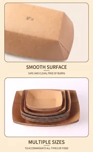 Eco-friendly kraft paper boat trays in multiple sizes for food packaging and serving
