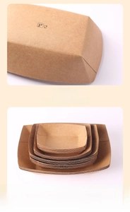 Eco-friendly kraft paper boat trays in multiple sizes for food packaging and serving