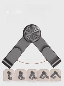 Wall-mounted grey stainless steel lid rack with five adjustable rotating gear settings