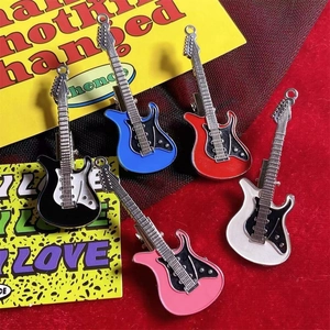 Guitar Shape Hair Clip Metal Alloy Enamel Y2K Harajuku Punk Style Hairpin For Women Bangs Accessory