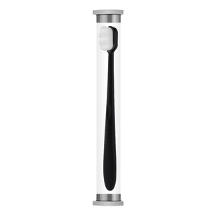 Minimalist ultra-soft nano toothbrush with wavy bristles and black ergonomic handle