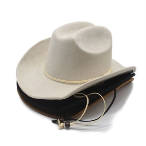 Stapel Western-Cowboyhüte in Beige, Schwarz und Braun aus Wildleder mit Perlenband