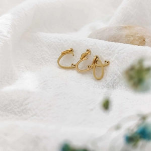 Detailed macro view of 14K gold plated CEO script letter pendant for DIY jewelry