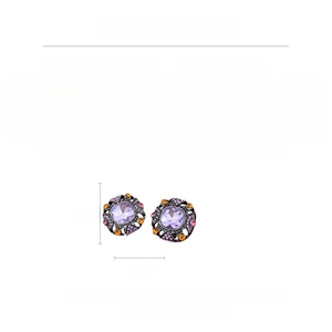 Detailed size chart showing 3cm square purple crystal vintage earrings weighing 27.3g