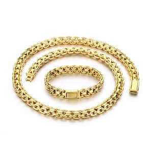 Men Necklace And Bracelet Stainless Steel Byzantine Link Chain Hip Hop Fashion Jewelry Polished