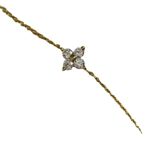 Minimalist S925 silver 14K gold plated clover bracelet with sparkling diamond accents