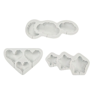 3-piece set of silicone molds featuring cloud, heart, and star shapes for cake DIY