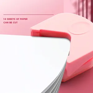 Pink R4 corner rounder paper cutter punching tool for 10 sheets of paper capacity