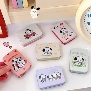 Cute Cartoon Dog Tinplate Storage Box Portable Rectangular Metal Jewelry Organizer Case For Desktop Stickers Stationery