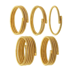 Detailed comparison of 1 to 5 coils gold plated snake chain cuff bracelets