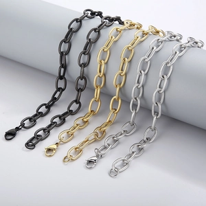 Titanium steel link chain necklace in gold silver and black with lobster clasp