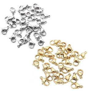 Polished 18K gold and silver stainless steel lobster clasps for DIY jewelry making