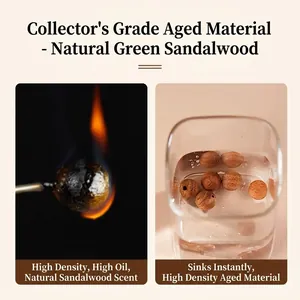 Natural green sandalwood prayer beads showing high density sink test and oil content