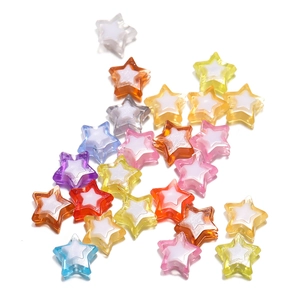 Close-up of colorful acrylic star-shaped beads for DIY jewelry and phone chain accessories