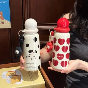 Cartoon 316 Stainless Steel Vacuum Flask With Round Ball Lid Portable Leakproof Water Bottle For Students Kids Women