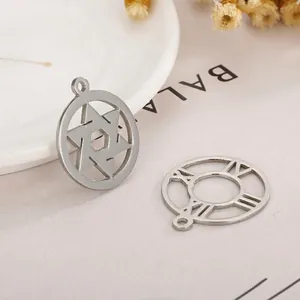 Stainless Steel Hollow Round Charms Pendants Star Of David Hexagram Roman Numeral Clock Face For DIY Jewelry Making