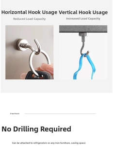 Detailed comparison of silver magnetic hook hanging keys and rope on iron surfaces