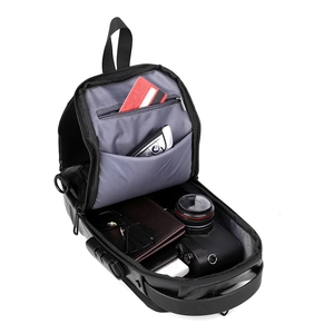 Waterproof black leather chest bag for men with anti-theft lock and large capacity interior